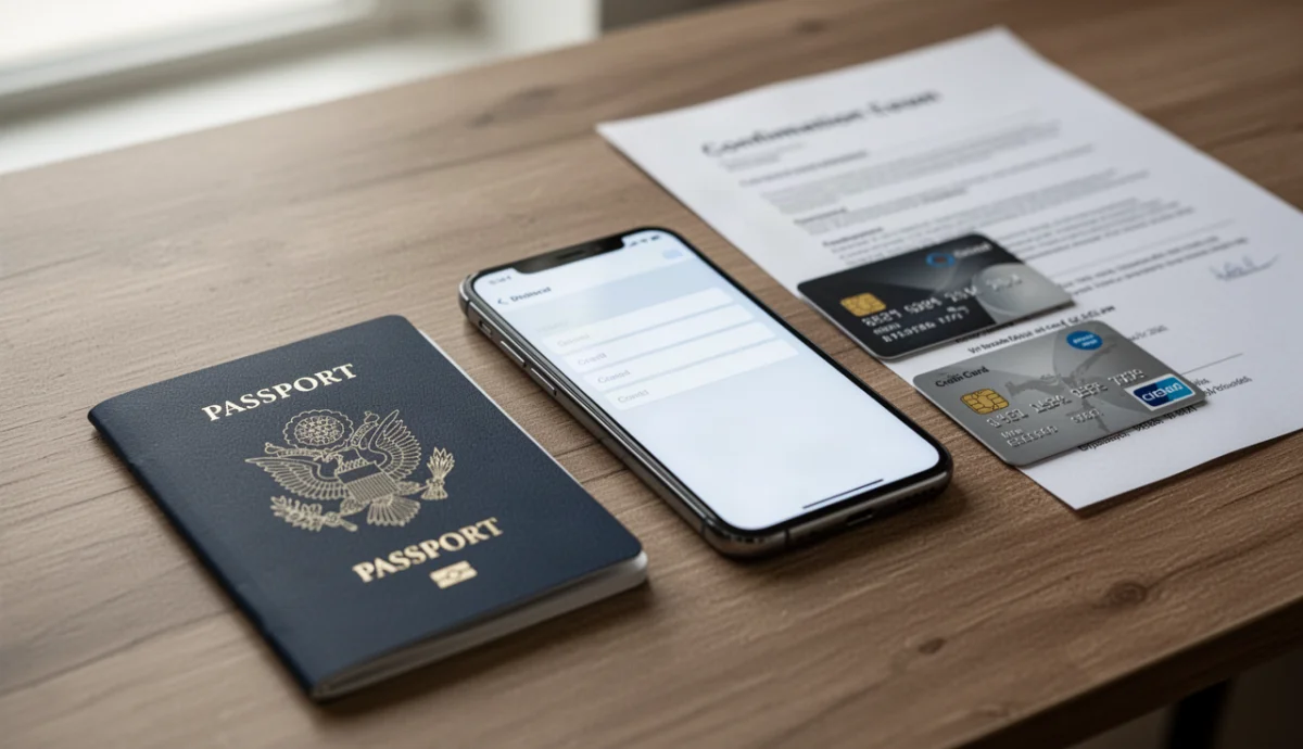 Préparer passeport, téléphone et paiement